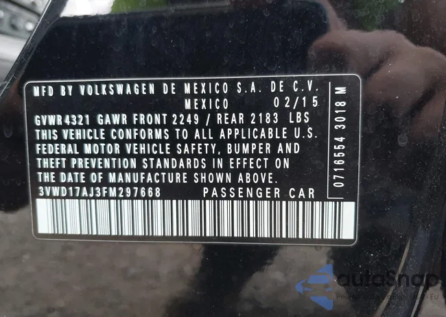 3VWD17AJ3FM297668: 43107110