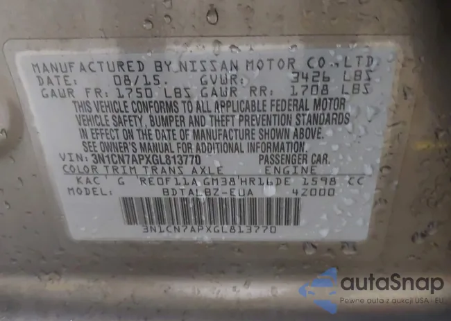 3N1CN7APXGL813770: 43107178