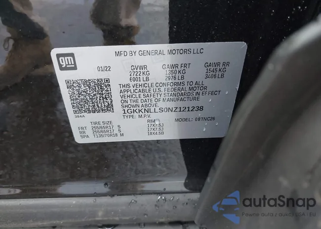 1GKKNLLS0NZ121238: 43107298