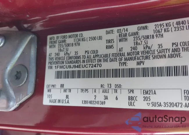 1FMCU9J94EUC72470: 43107341