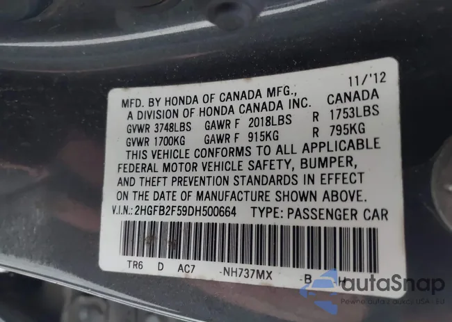 2HGFB2F59DH500664: 43107355