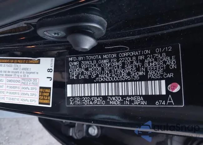 JTDKN3DU0C5395135: 43107443