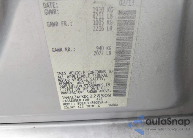 1N4AL3APXDC228509: 43107454