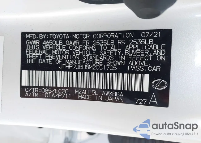 JTHP9JBH8M2051705: 43107581