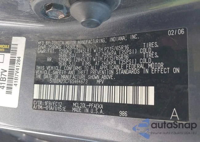 5TDZA23C76S464673: 43107601