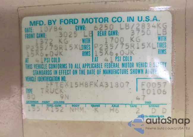 1FTEX15H8FKA31807: 43107658