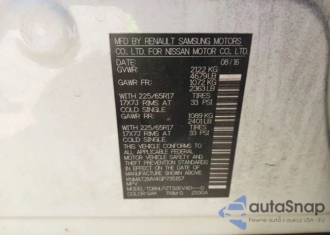 KNMAT2MV4GP735157: 43106712