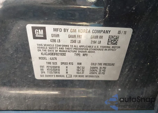 KL4CJASB3FB219282: 43106924