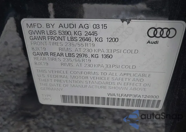 WA1LFAFP3FA124900: 43106941