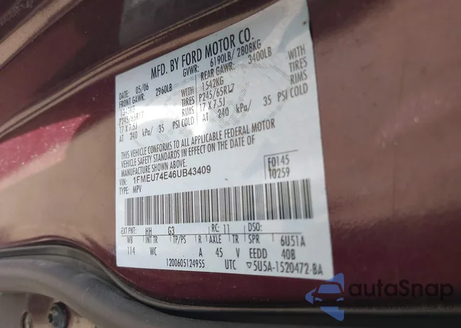 1FMEU74E46UB43409: 43106959