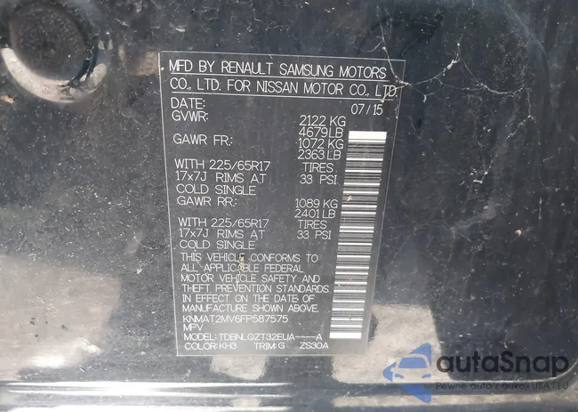 KNMAT2MV6FP587575: 43107072