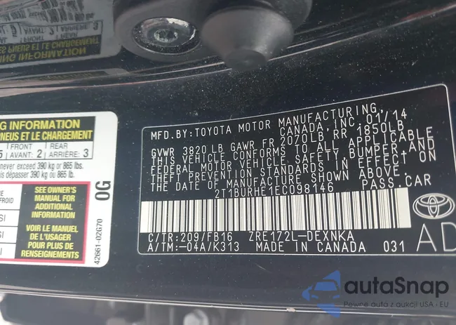 2T1BURHE1EC098146: 43107096