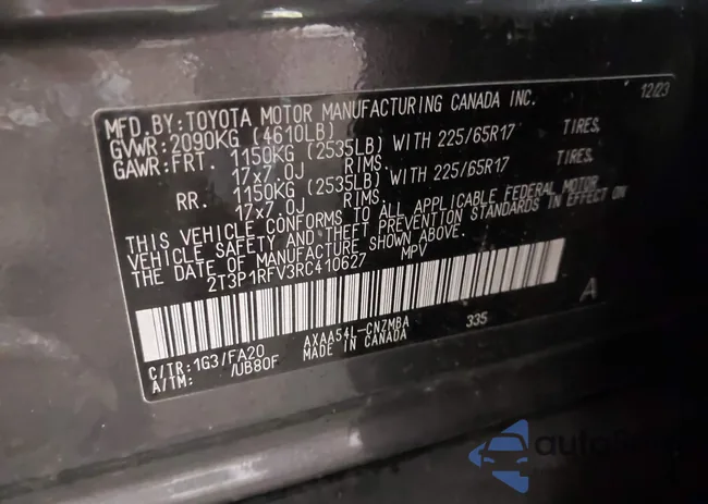 2T3P1RFV3RC410627: 43108162