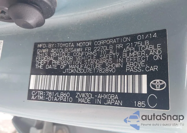 JTDKN3DU7E1782890: 43108200