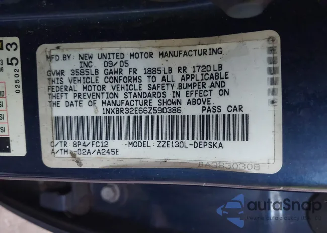 1NXBR32E66Z590386: 43108214