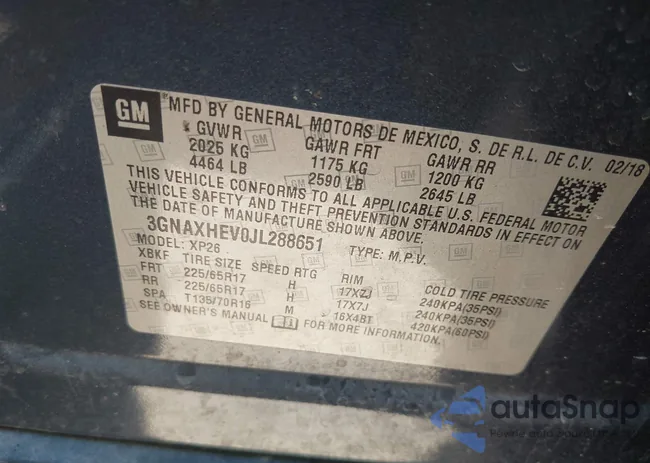 3GNAXHEV0JL288651: 43108257