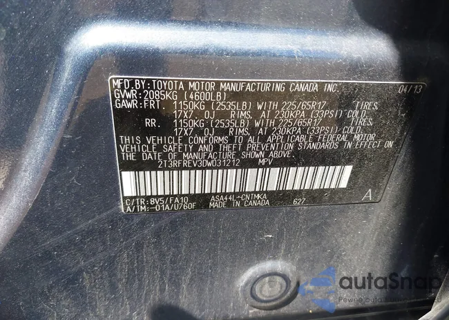 2T3RFREV3DW031212: 43108425