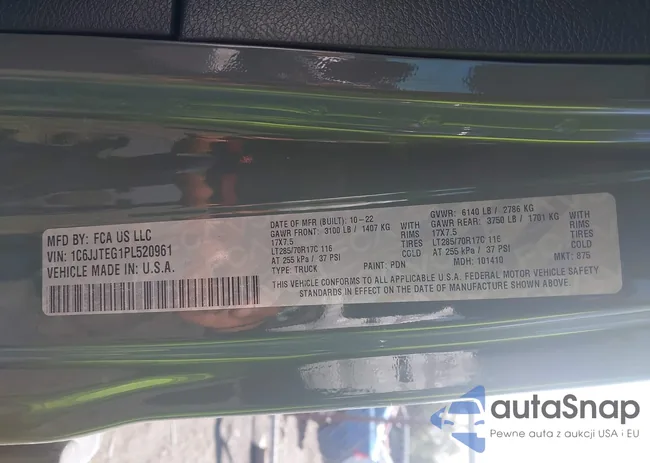 1C6JJTEG1PL520961: 43108457