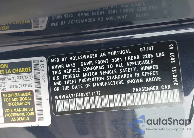 WVWBA71F48V011177: 43108488