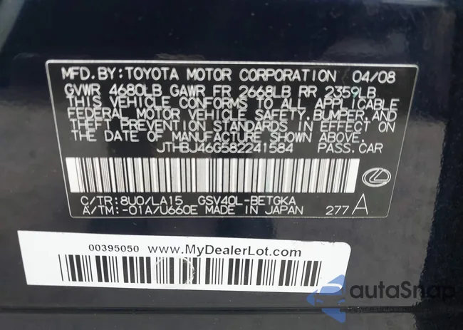 JTHBJ46G582241584: 43108521