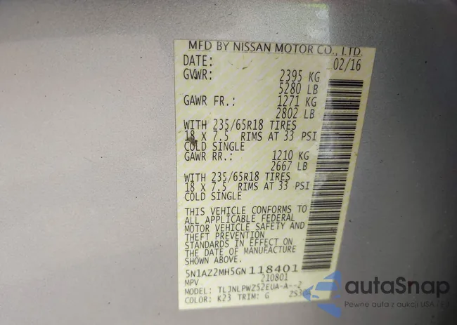 5N1AZ2MH5GN118401: 43108643