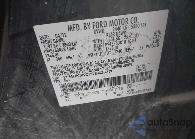 2FMDK3KC7DBA36370: 43108646