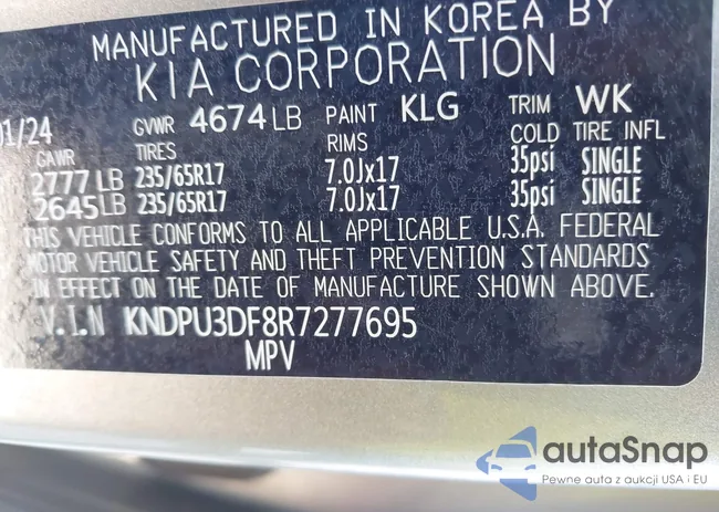 KNDPU3DF8R7277695: 43107763