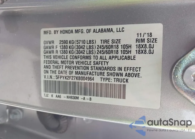 5FPYK2F27KB004964: 43107834