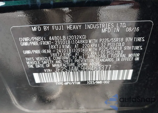 JF2SJAWC9HH463377: 43107891