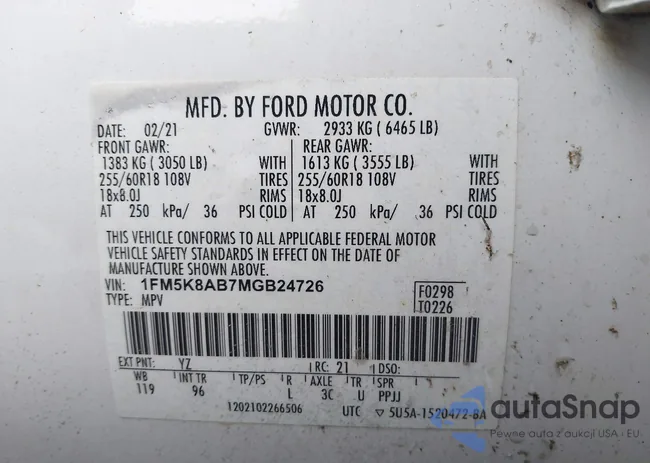 1FM5K8AB7MGB24726: 43107955