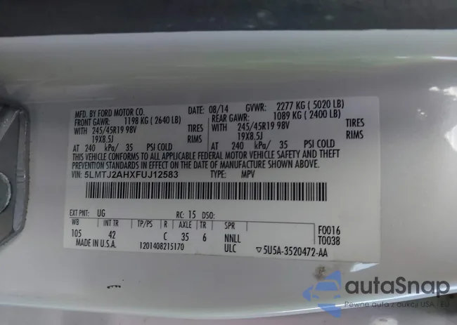 5LMTJ2AHXFUJ12583: 43107991