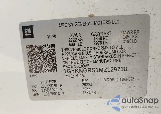 1GYKNGRS1MZ129738: 43108004