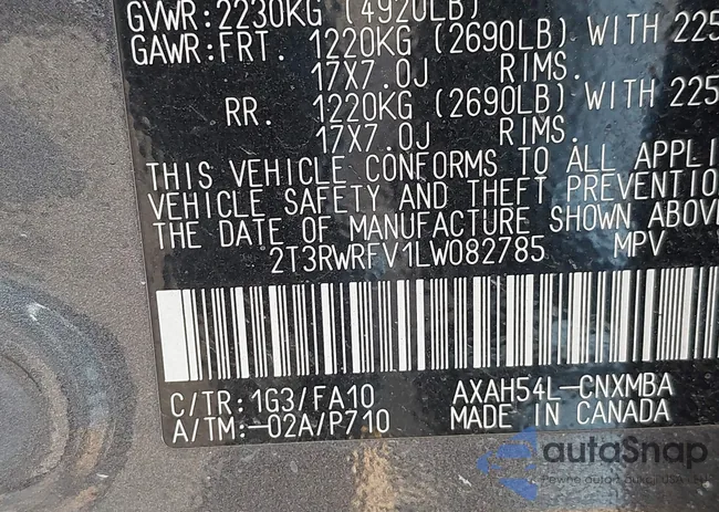 2T3RWRFV1LW082785: 43109149