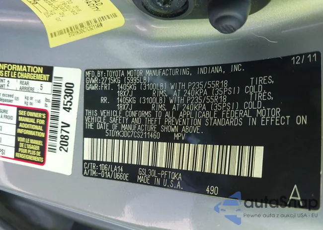 5TDYK3DC7CS211460: 43109237