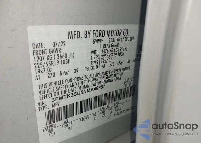 3FMTK3SU5NMA40857: 43109388