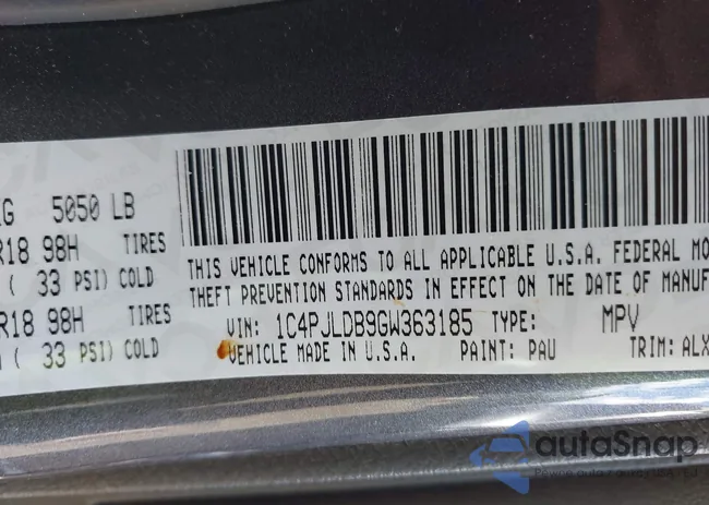 1C4PJLDB9GW363185: 43109435