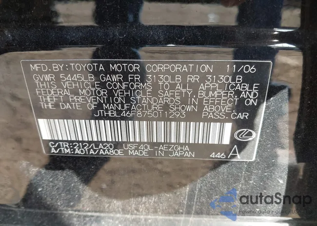 JTHBL46F875011293: 43109450