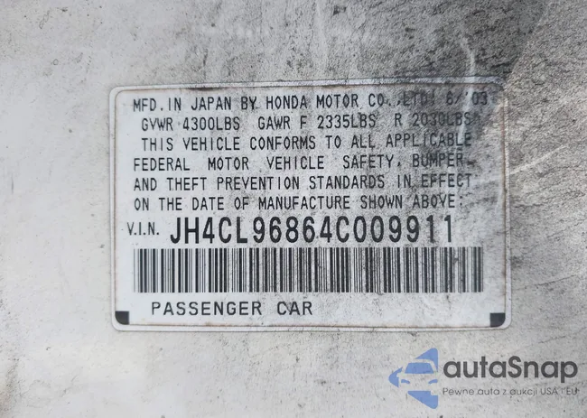 JH4CL96864C009911: 43109460
