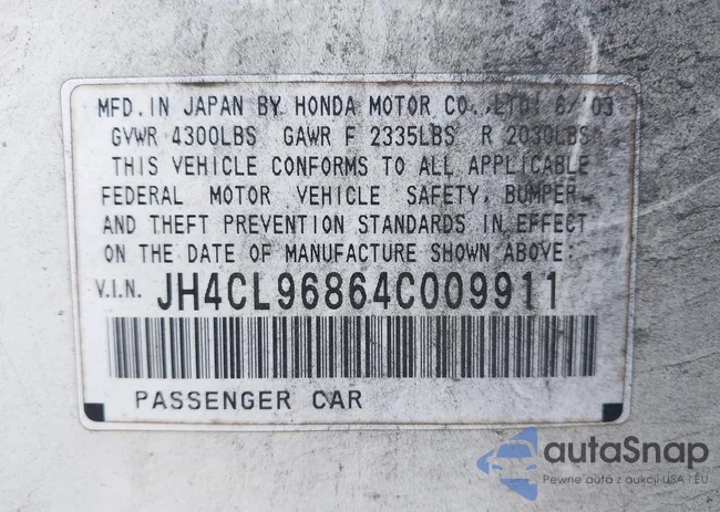 JH4CL96864C009911: 43109460