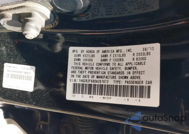 1HGCR2F86DA267673: 43109565