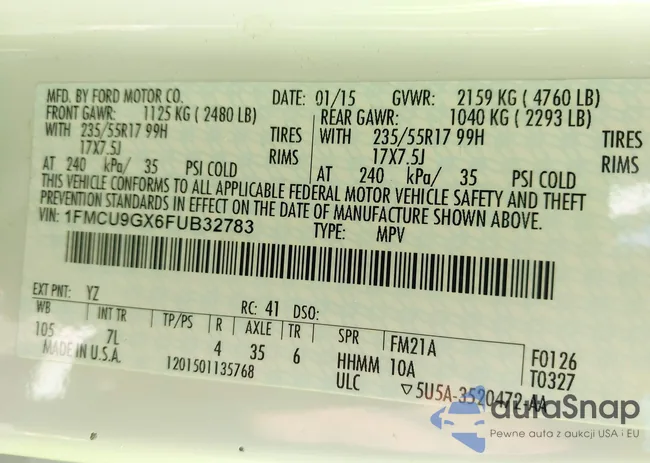 1FMCU9GX6FUB32783: 43109609