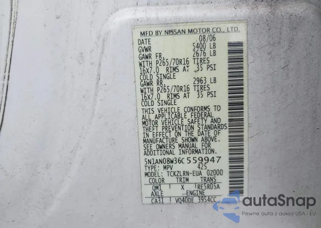 5N1AN08W36C559947: 43109668