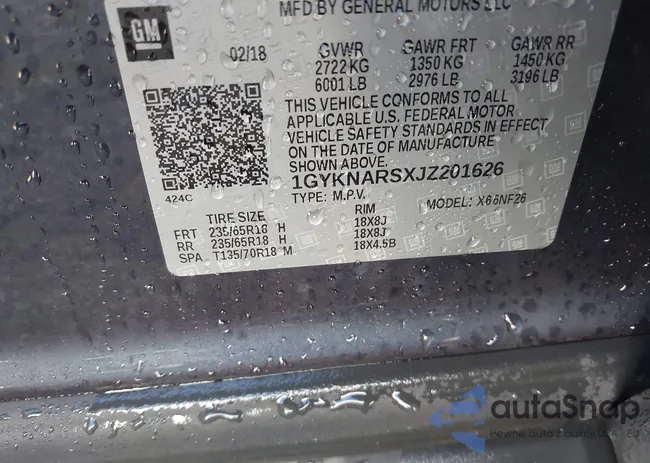 1GYKNARSXJZ201626: 43108750