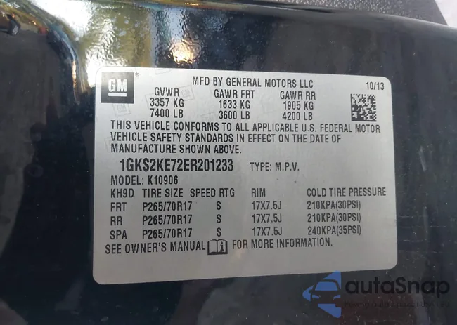 1GKS2KE72ER201233: 43108844