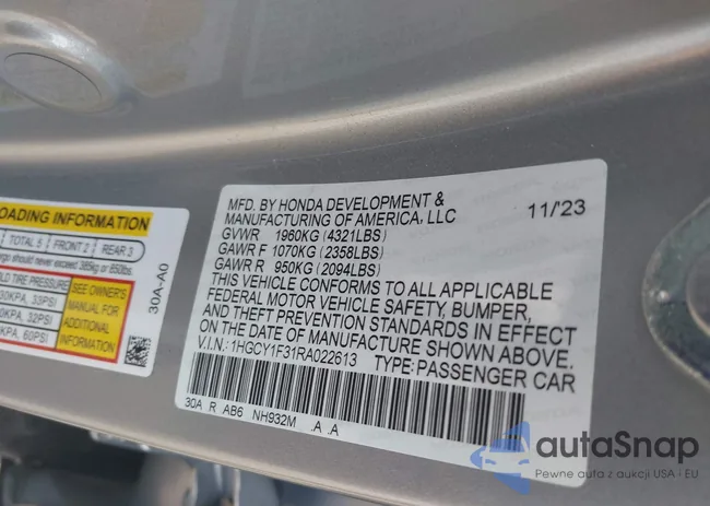 1HGCY1F31RA022613: 43108864