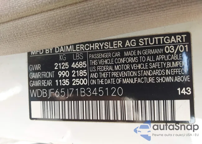 WDBJF65J71B345120: 43108883