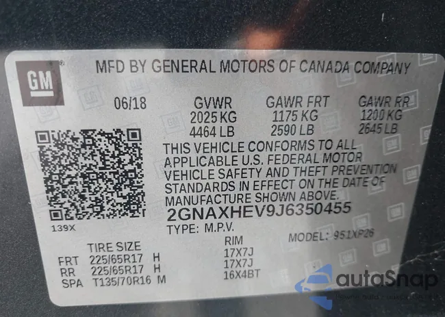 2GNAXHEV9J6350455: 43108906