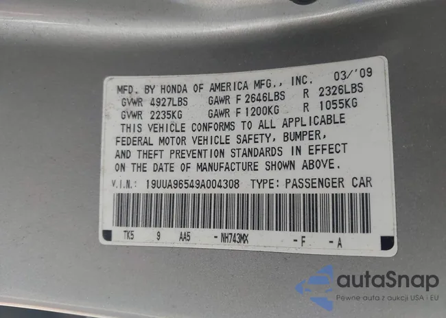 19UUA96549A004308: 43108921