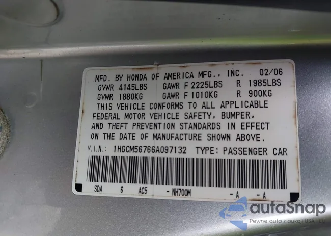 1HGCM56766A097132: 43108991