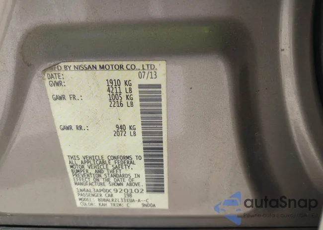 1N4AL3AP0DC920102: 43110120